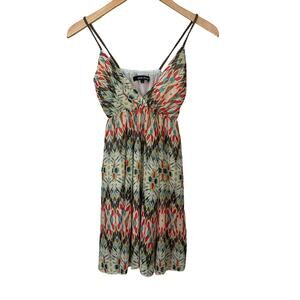 Ocean Drive Boho Mini Halter Sundress V‎ Neck Braided Straps Lined Womens S